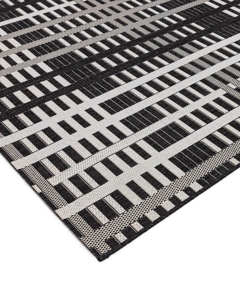 PATIO PAT22 GRID BLACK FLATWEAVE INDOOR OUTDOOR RUG