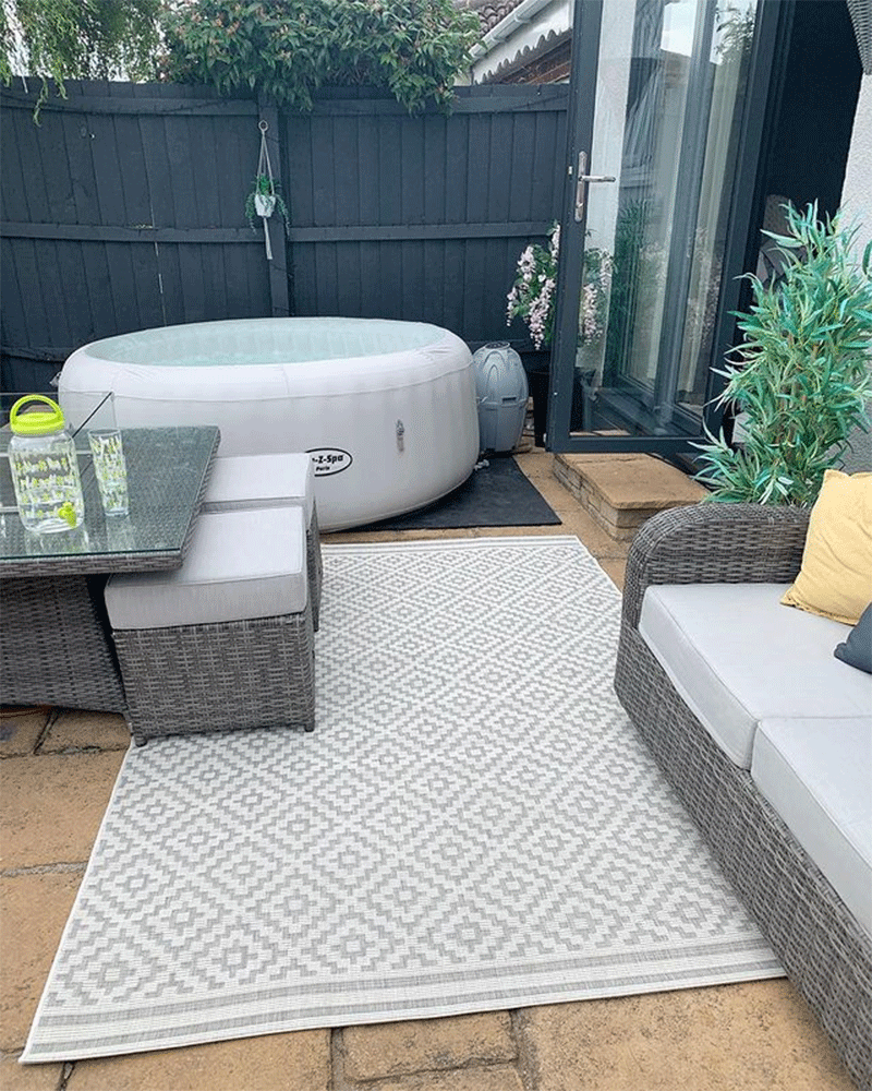 PATIO PAT11 DIAMOND GREY INDOOR OUTDOOR FLATWEAVE RUG