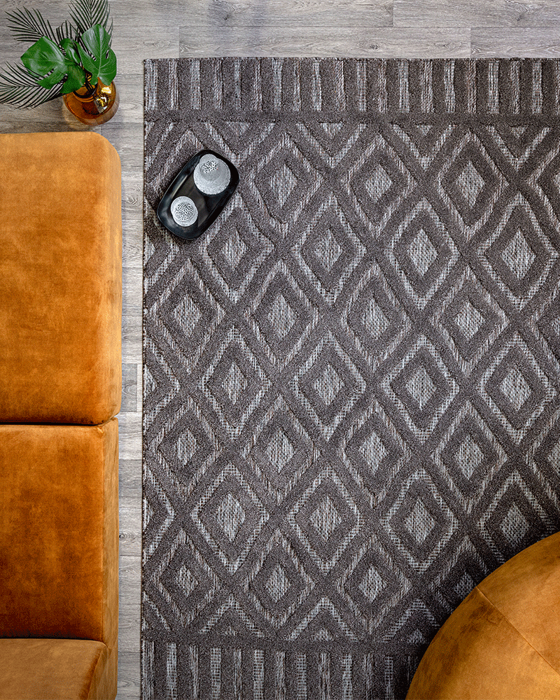 SALTA SA02 CHARCOAL DIAMOND INDOOR OUTDOOR FLATWEAVE RUG