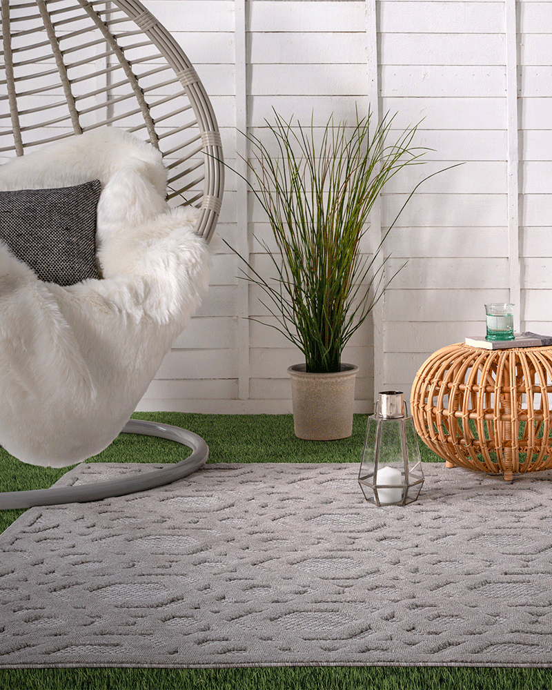 SALTA SA03 SILVER GEOMETRIC INDOOR OUTDOOR RUG