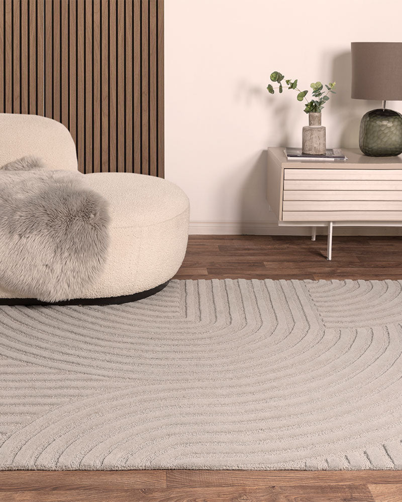 HAGUE SILVER HAND TUFTED 100% WOOL RUG