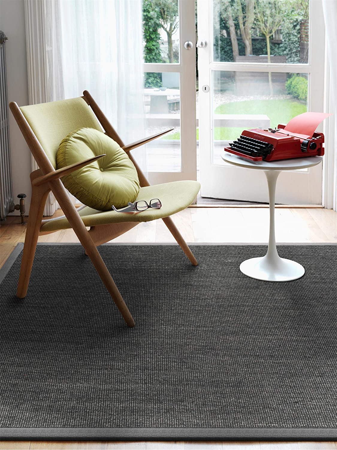 SISAL TAPED EDGE RUG - BLACK / GREY