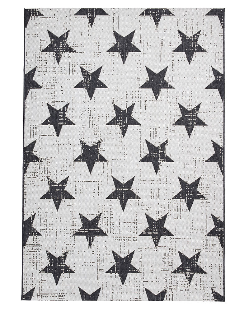 SANTA MONICA STAR 48648 INDOOR / OUTDOOR RUG WHITE / BLACK