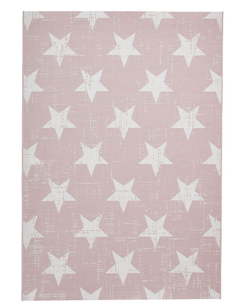 SANTA MONICA ROSE PINK CREAM STAR 48648 INDOOR / OUTDOOR FLAT WEAVE RUG