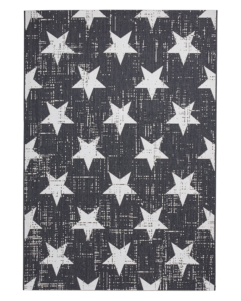SANTA MONICA STAR 48648 INDOOR / OUTDOOR RUG BLACK / WHITE
