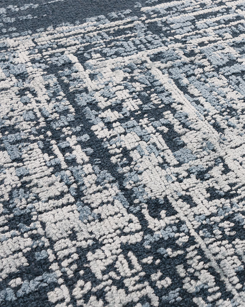 TORINO PETROL BLUE ABSTRACT TEXTURAL RUG