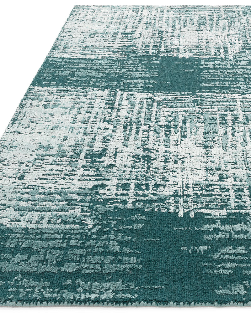 TORINO TEAL GREEN ABSTRACT TEXTURAL RUG
