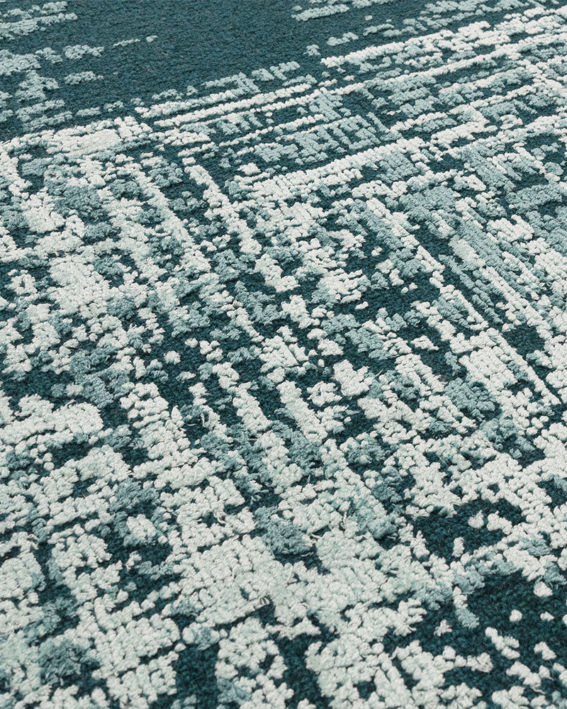 TORINO TEAL GREEN ABSTRACT TEXTURAL RUG