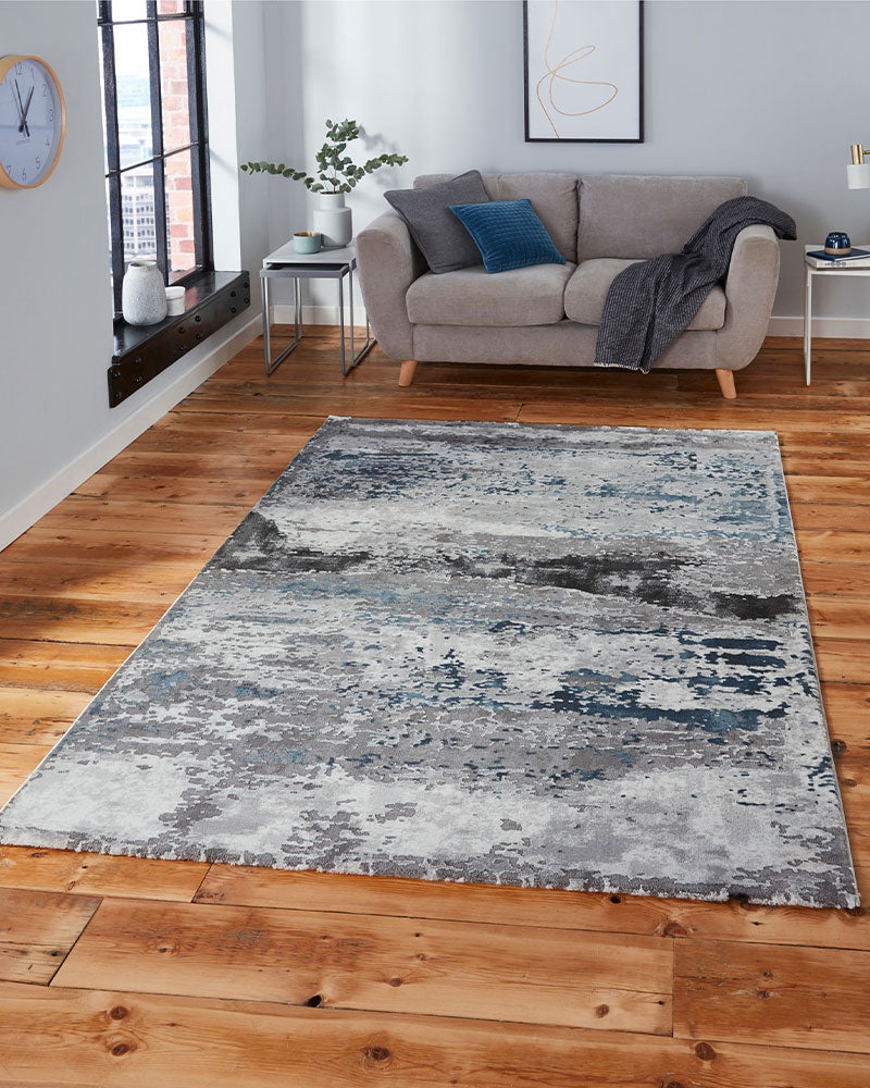 CRAFT 19788 GREY NAVY BLUE ABSTRACT RUG