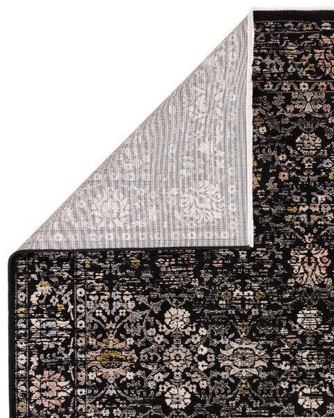 SOVEREIGN 01 BLACK VINTAGE FLORAL TRADITIONAL STYLE RUG