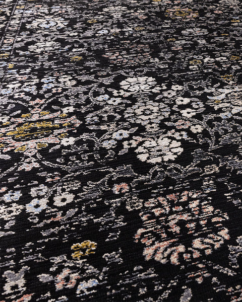 SOVEREIGN 01 BLACK VINTAGE FLORAL TRADITIONAL STYLE RUG