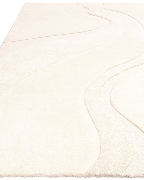 OLSEN 01 GLIDE CARVED WOOL RUG CREAM IVORY