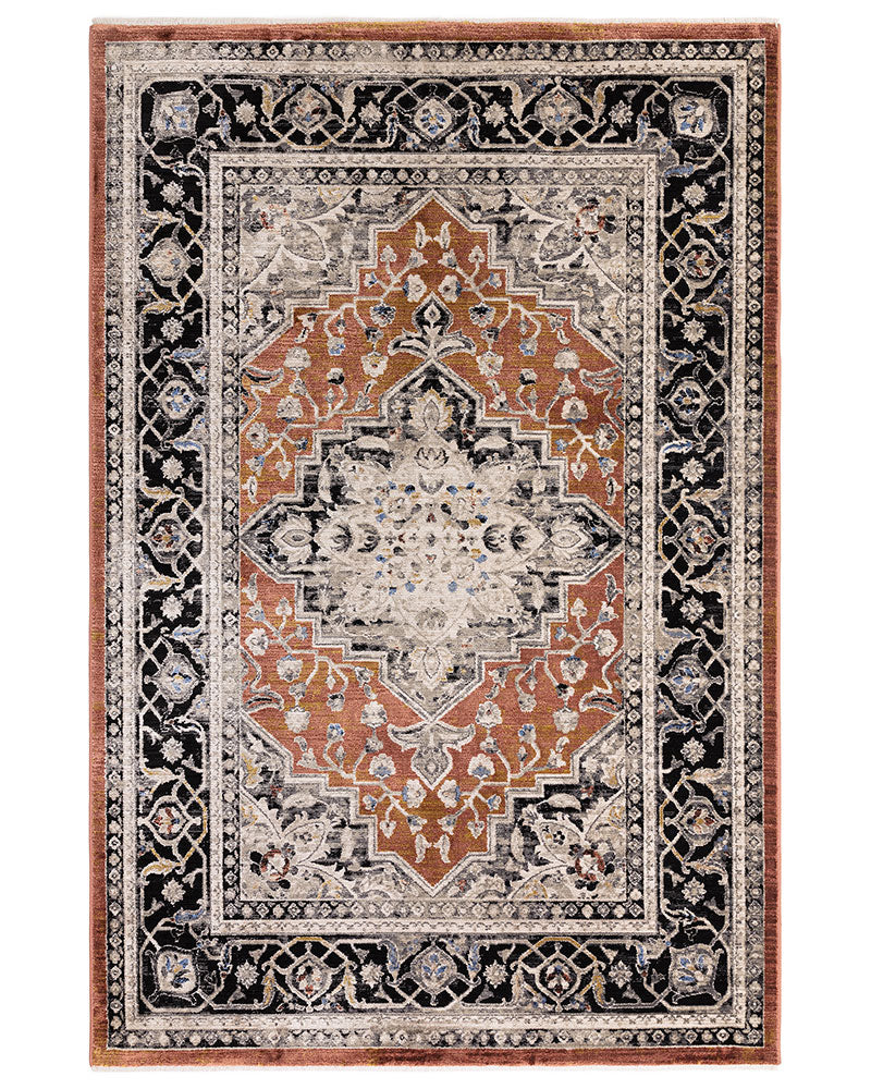 SOVEREIGN 04 TERRACOTTA MEDALLION VINTAGE TRADITIONAL STYLE RUG