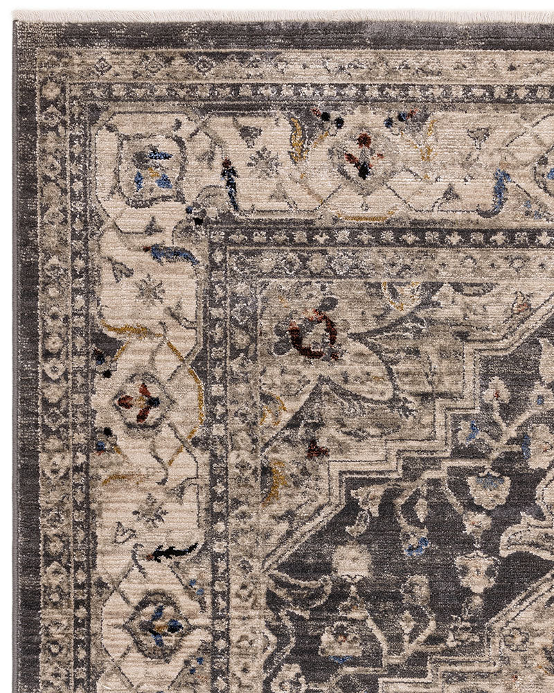 SOVEREIGN 05 CHARLCOAL MEDALLION VINTAGE TRADITIONAL STYLE RUG