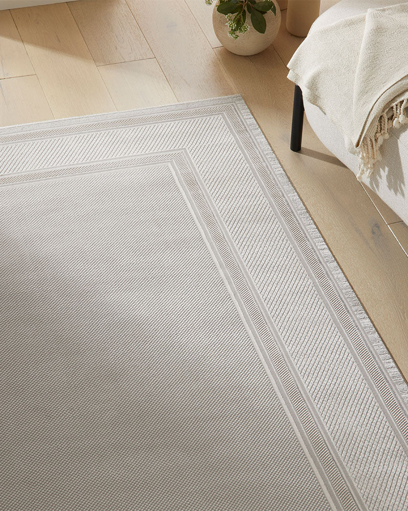 OLIVIA 102 GREY BEIGE BORDER RUG