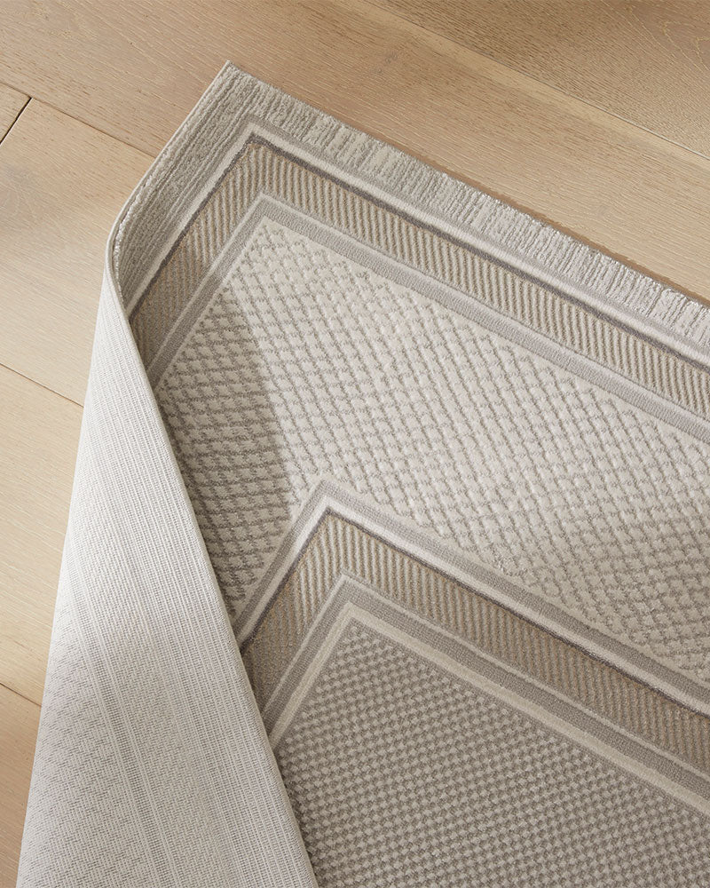 OLIVIA 102 GREY BEIGE BORDER RUG