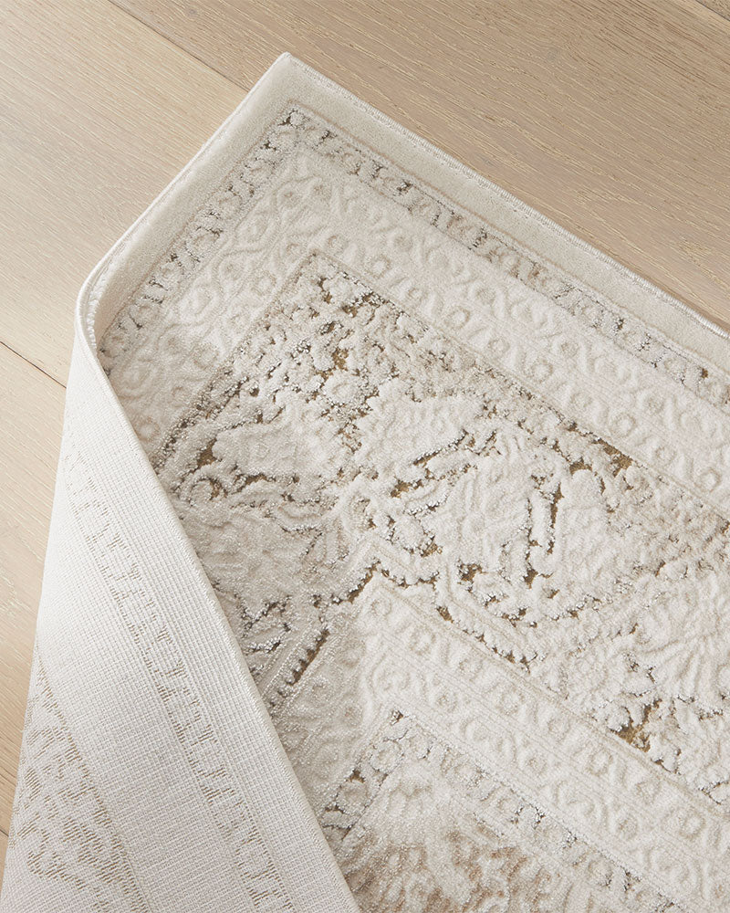 OLIVIA 103 KHAKI TRADITIONAL BORDER RUG