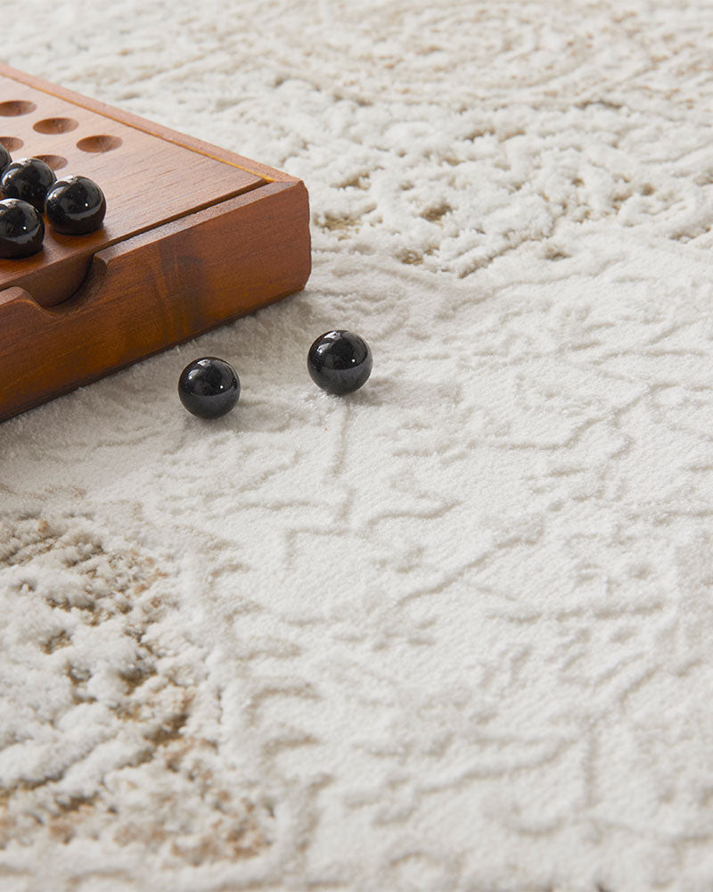 OLIVIA 103 KHAKI TRADITIONAL BORDER RUG