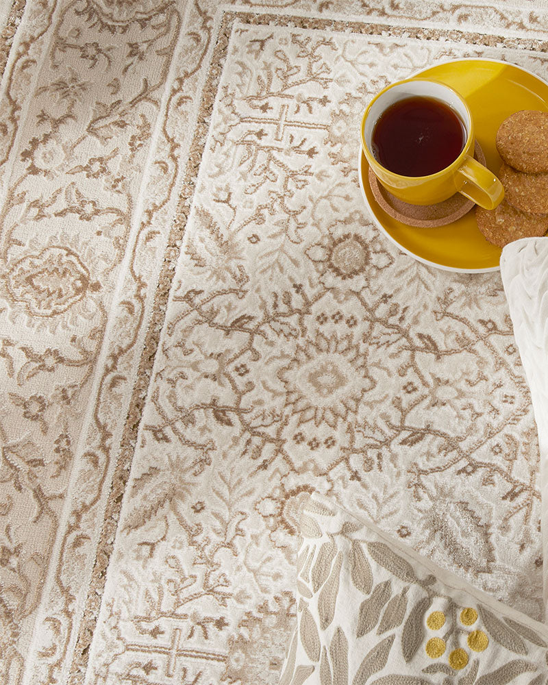 OLIVIA 104 KHAKI GREY TRADITIONAL RUG