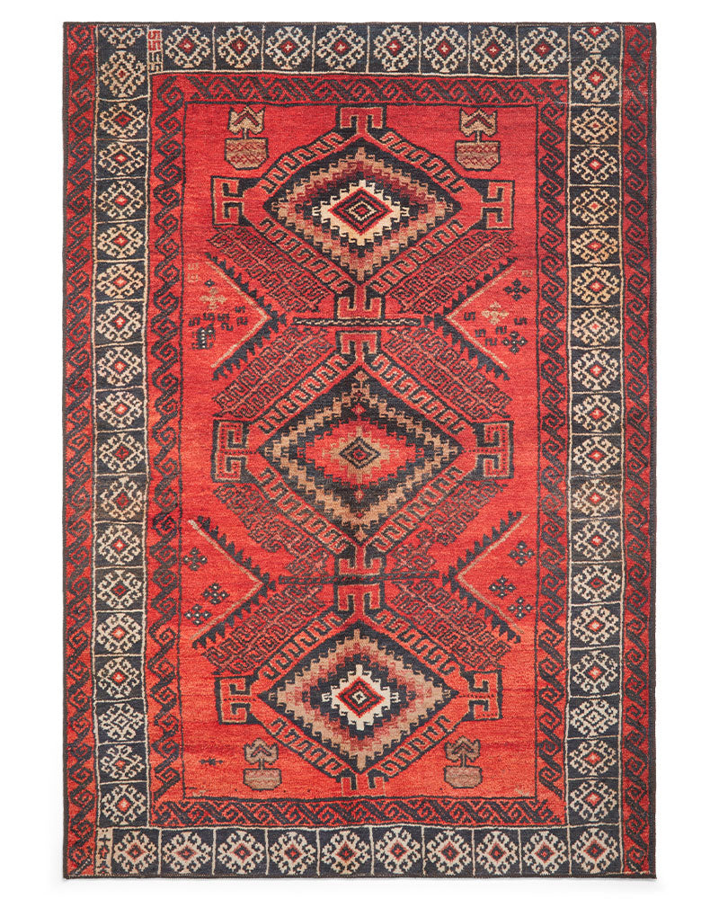 KASHMAR 2016 RED NAVY BLUE MACHINE WASHABLE RUG