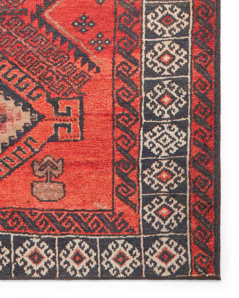 KASHMAR 2016 RED NAVY BLUE MACHINE WASHABLE RUG