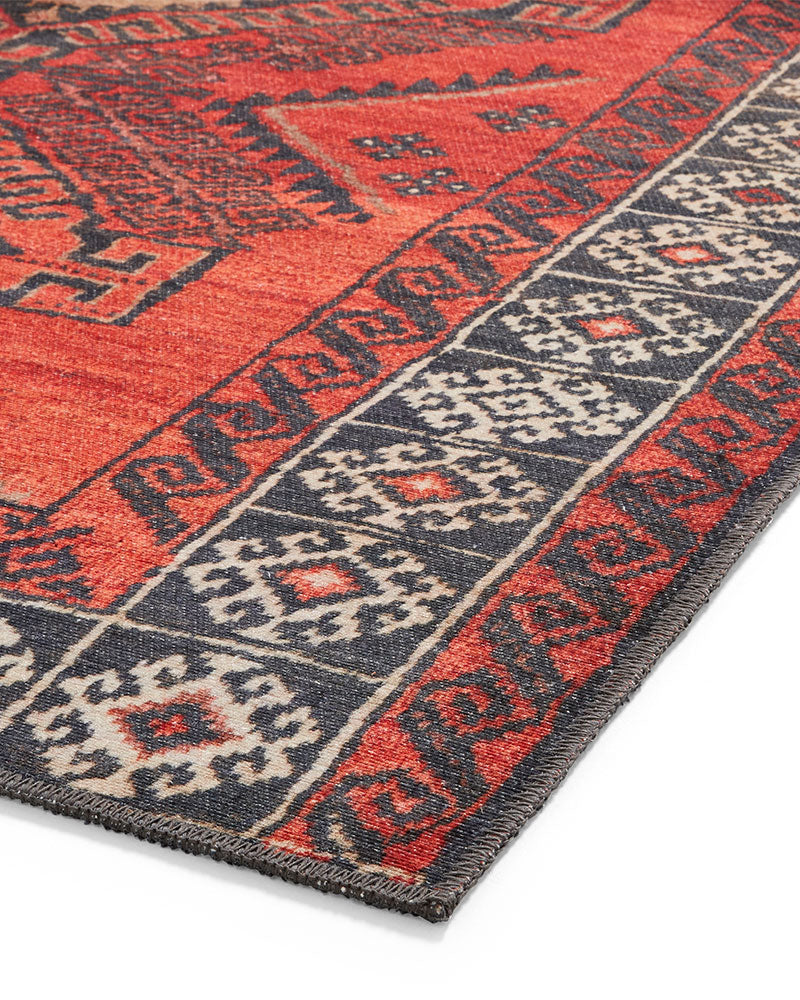 KASHMAR 2016 RED NAVY BLUE MACHINE WASHABLE RUG