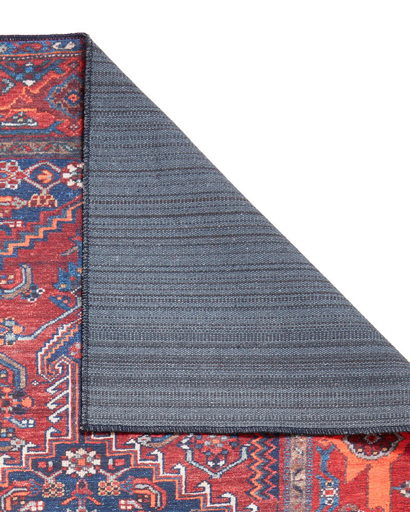 KASHMAR 2017 RED NAVY BLUE MACHINE WASHABLE RUG