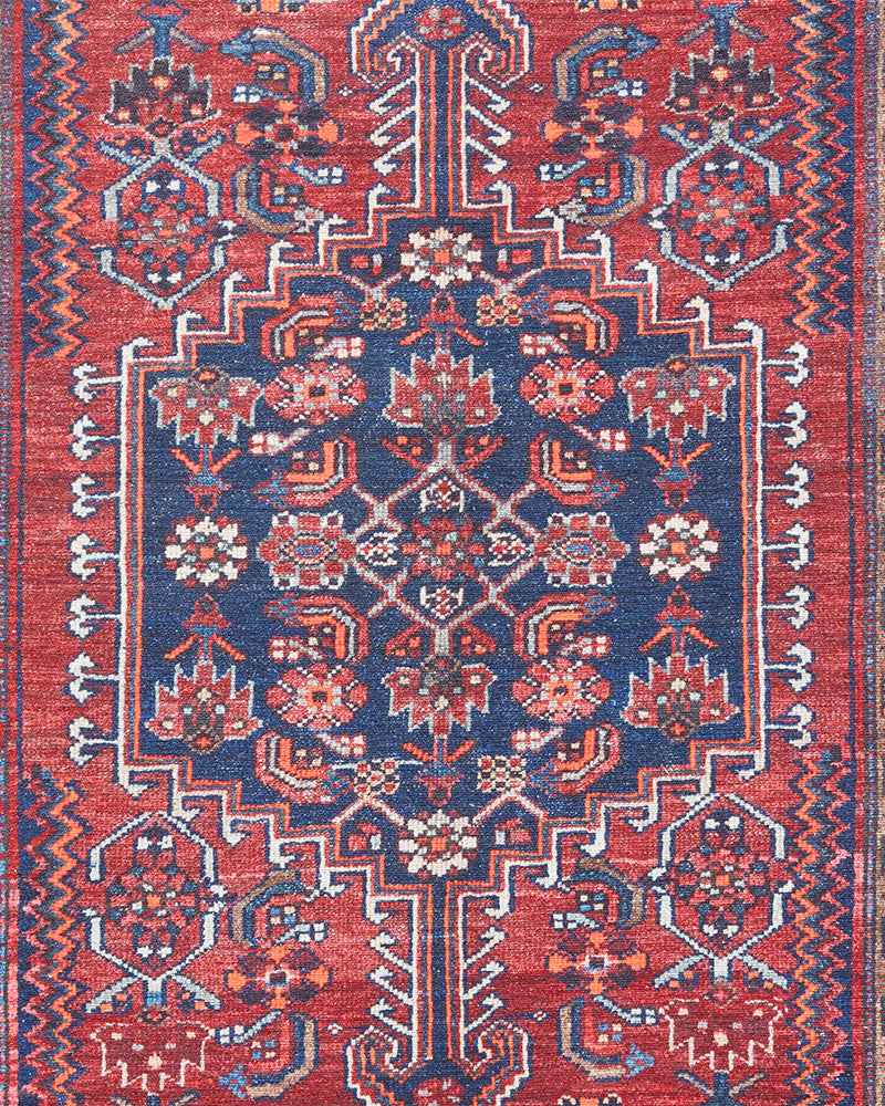 KASHMAR 2017 RED NAVY BLUE MACHINE WASHABLE RUG