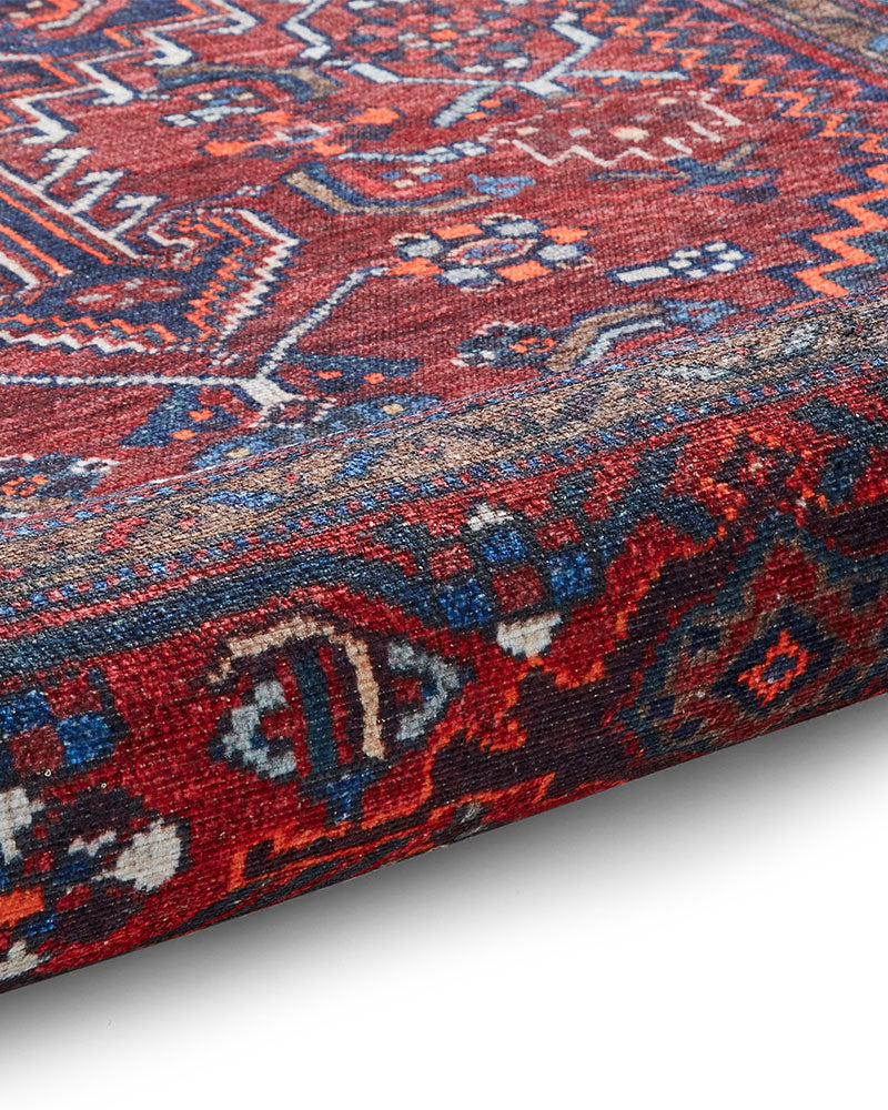 KASHMAR 2017 RED NAVY BLUE MACHINE WASHABLE RUG