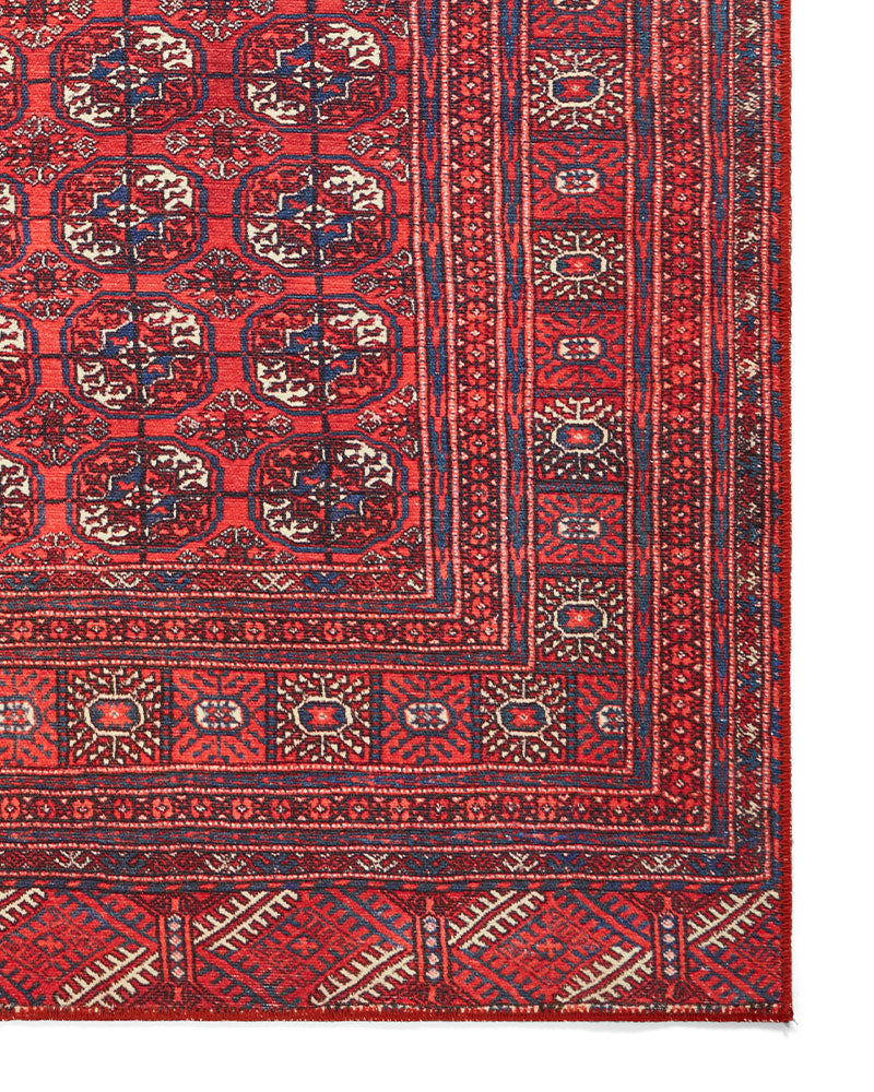 KASHMAR 2018 RED BLUE MACHINE WASHABLE RUG