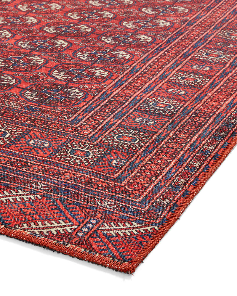 KASHMAR 2018 RED BLUE MACHINE WASHABLE RUG
