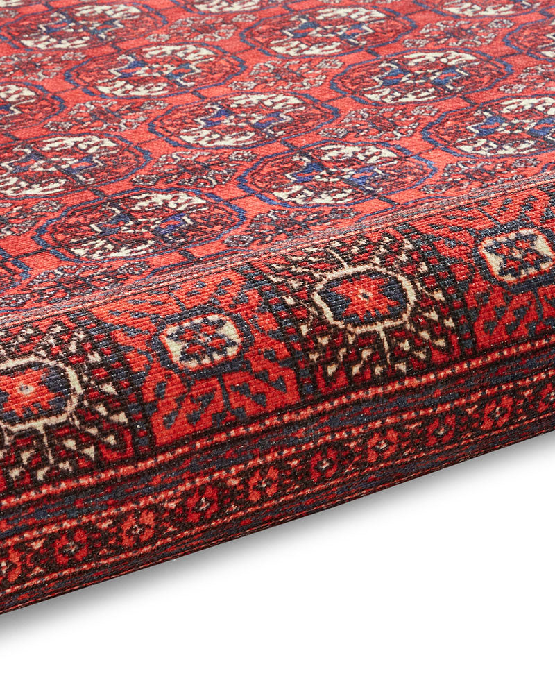 KASHMAR 2018 RED BLUE MACHINE WASHABLE RUG