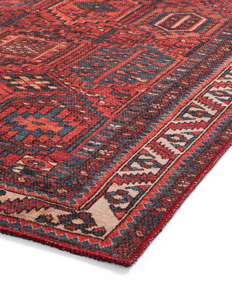KASHMAR 2022 RED NAVY BLUE MACHINE WASHABLE RUG