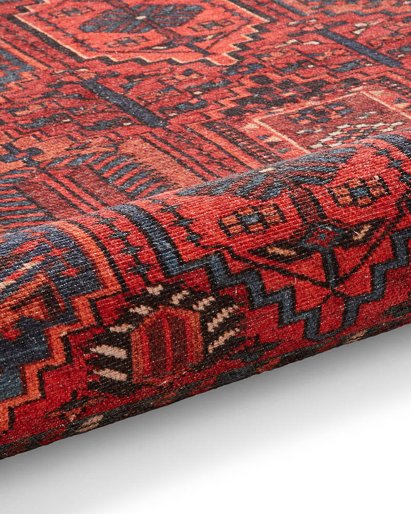 KASHMAR 2022 RED NAVY BLUE MACHINE WASHABLE RUG