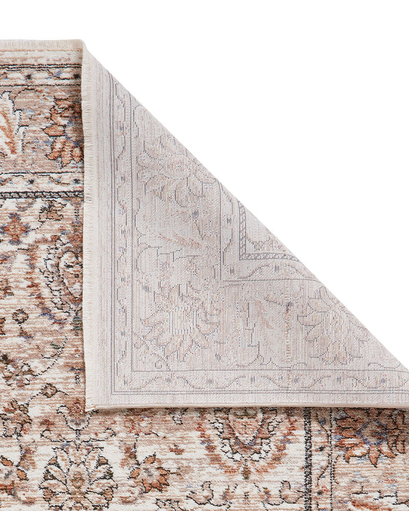 VINTAGE 35027 BEIGE TRADITIONAL DISTRESSED STYLE MEDALLION BORDER RUG