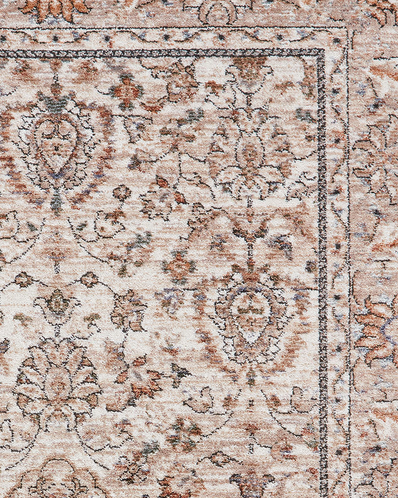 VINTAGE 35027 BEIGE TRADITIONAL DISTRESSED STYLE MEDALLION BORDER RUG