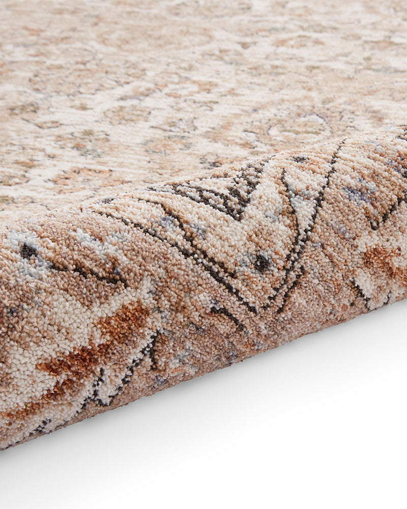 VINTAGE 35027 BEIGE TRADITIONAL DISTRESSED STYLE MEDALLION BORDER RUG