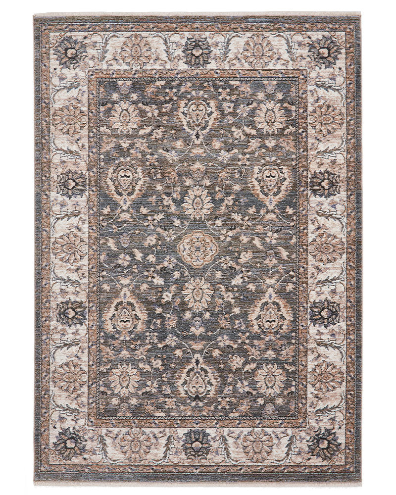VINTAGE 35027 GREEN TRADITIONAL DISTRESSED STYLE MEDALLION BORDER RUG