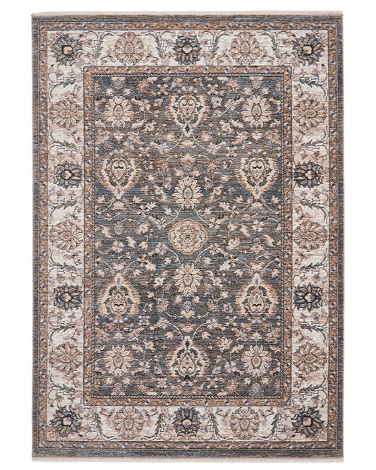 VINTAGE 35027 GREEN TRADITIONAL DISTRESSED STYLE MEDALLION BORDER RUG