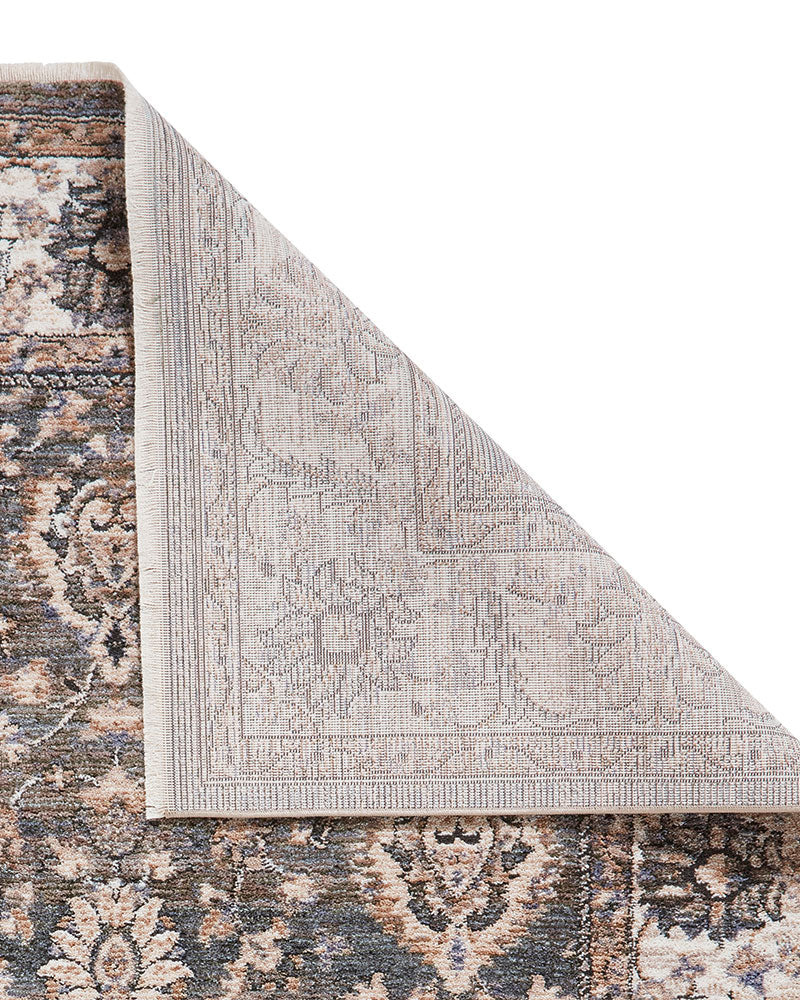 VINTAGE 35027 GREEN TRADITIONAL DISTRESSED STYLE MEDALLION BORDER RUG