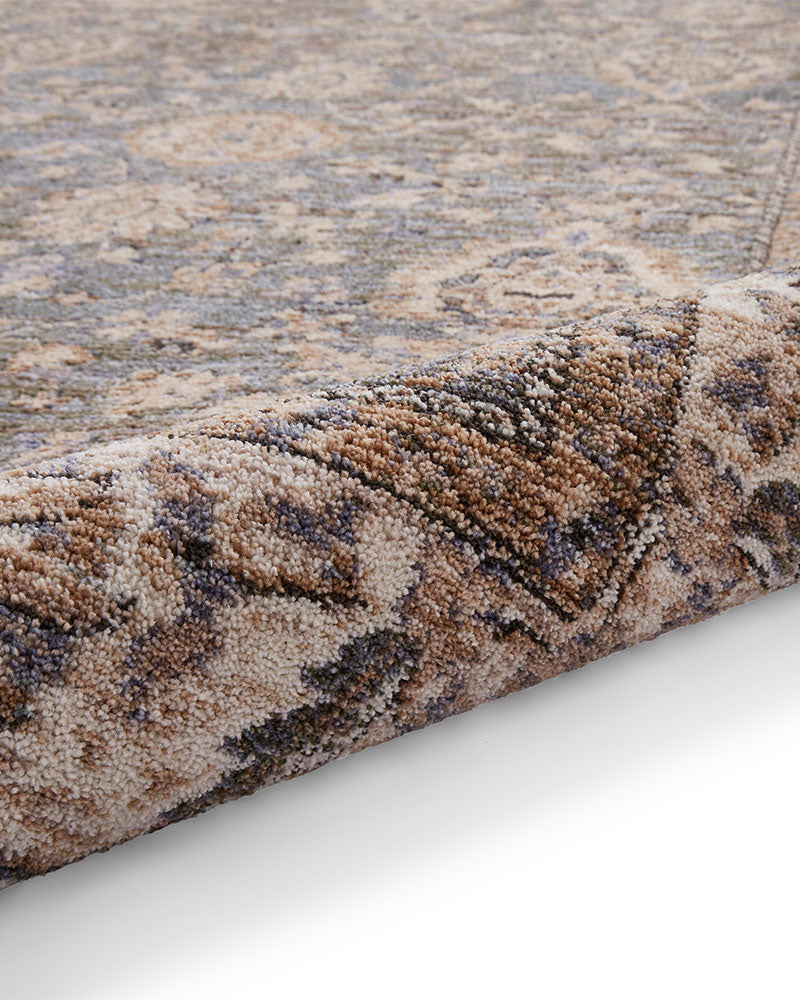 VINTAGE 35027 GREEN TRADITIONAL DISTRESSED STYLE MEDALLION BORDER RUG