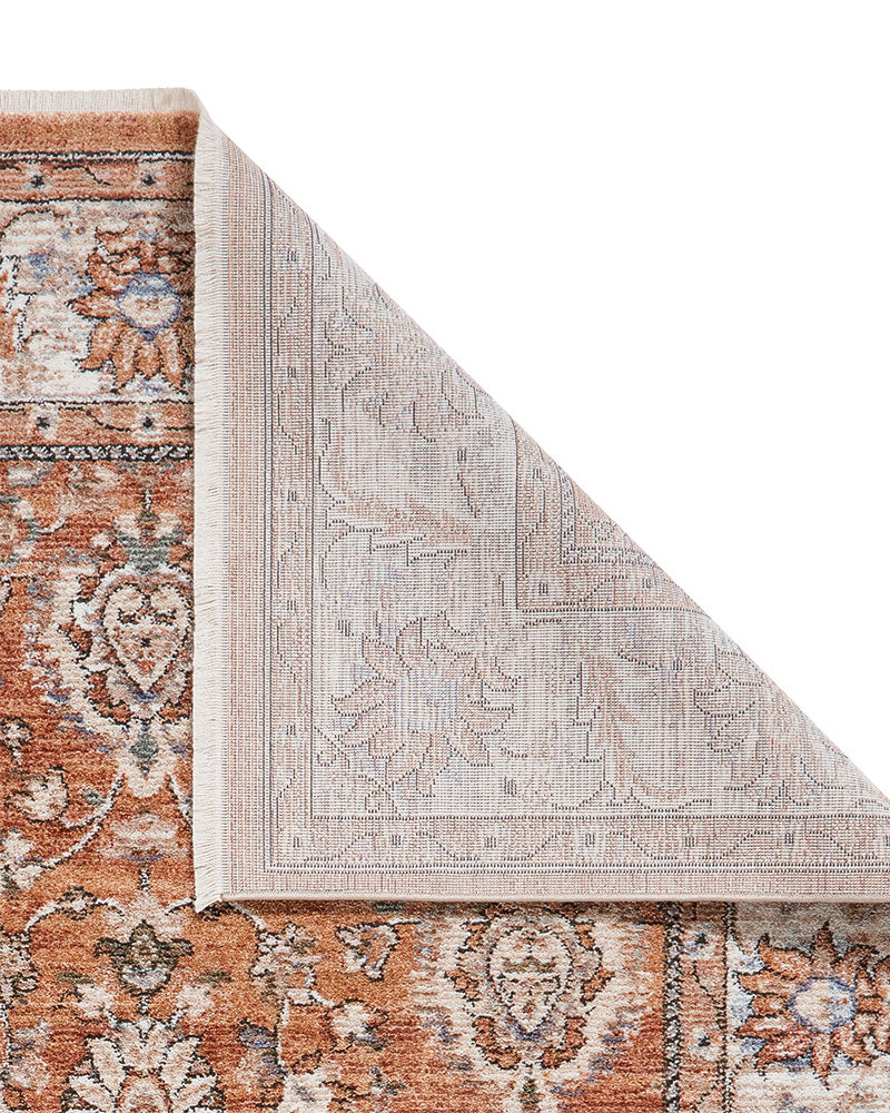 VINTAGE 35027 TERRACOTTA TRADITIONAL DISTRESSED STYLE MEDALLION BORDER RUG