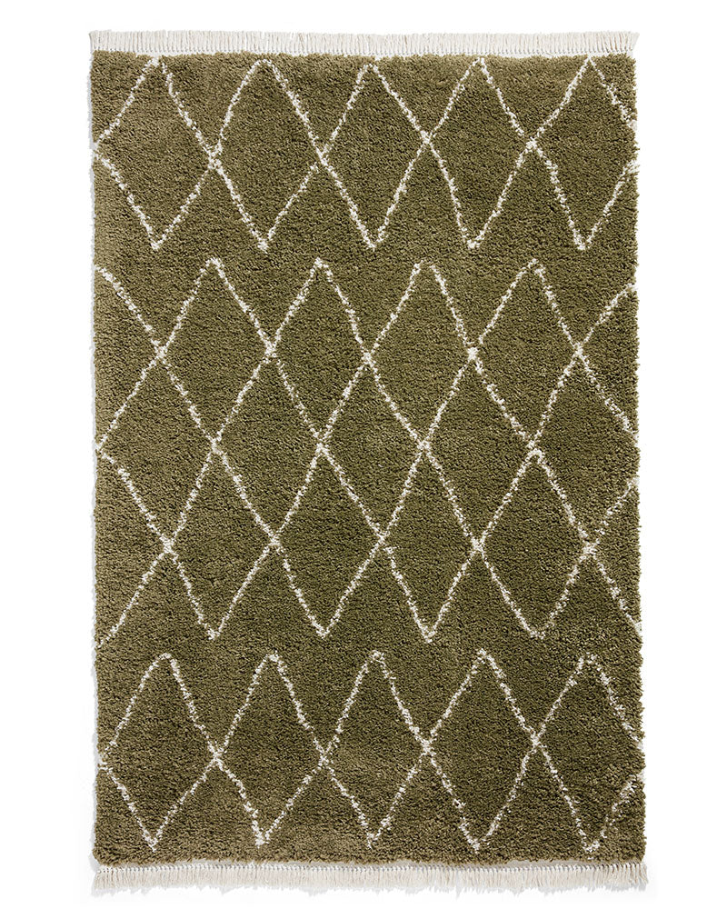 BOHO 8280 GREEN MOROCCAN BERBER SHAGGY MODERN