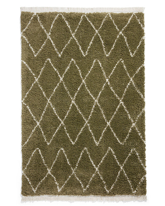 BOHO 8280 GREEN MOROCCAN BERBER SHAGGY MODERN