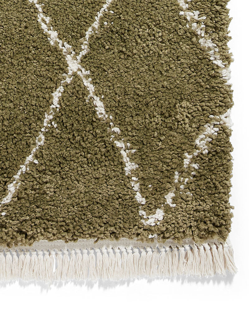 BOHO 8280 GREEN MOROCCAN BERBER SHAGGY MODERN