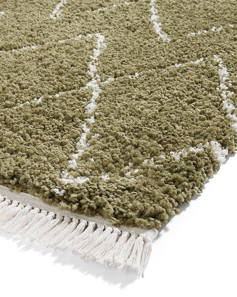 BOHO 8280 GREEN MOROCCAN BERBER SHAGGY MODERN