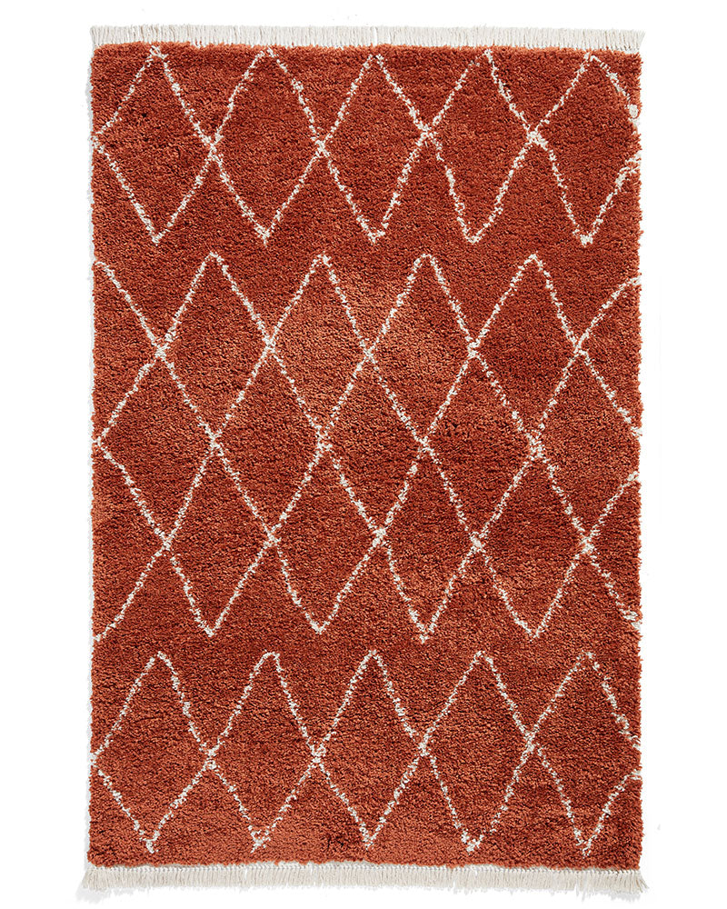 BOHO 8280 RUST TERRACOTTA MOROCCAN BERBER SHAGGY MODERN