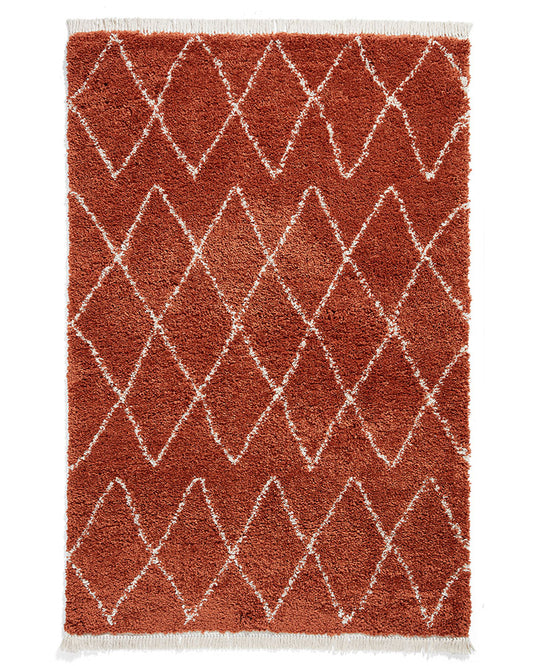 BOHO 8280 RUST TERRACOTTA MOROCCAN BERBER SHAGGY MODERN