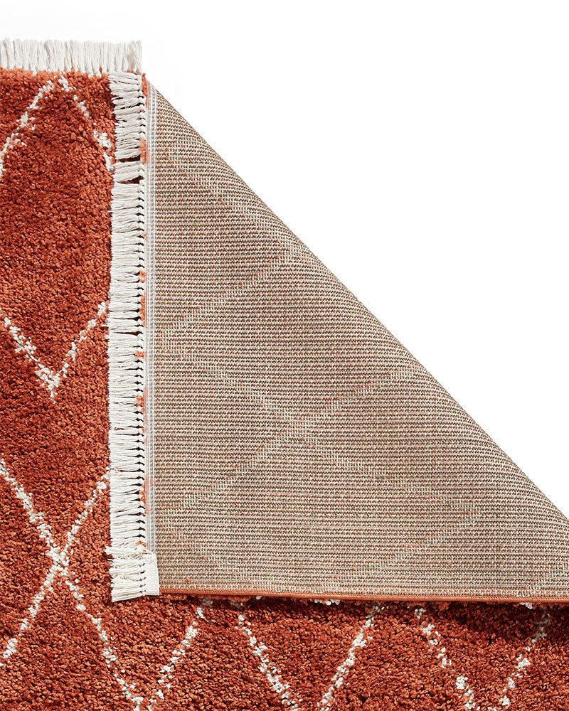 BOHO 8280 RUST TERRACOTTA MOROCCAN BERBER SHAGGY MODERN
