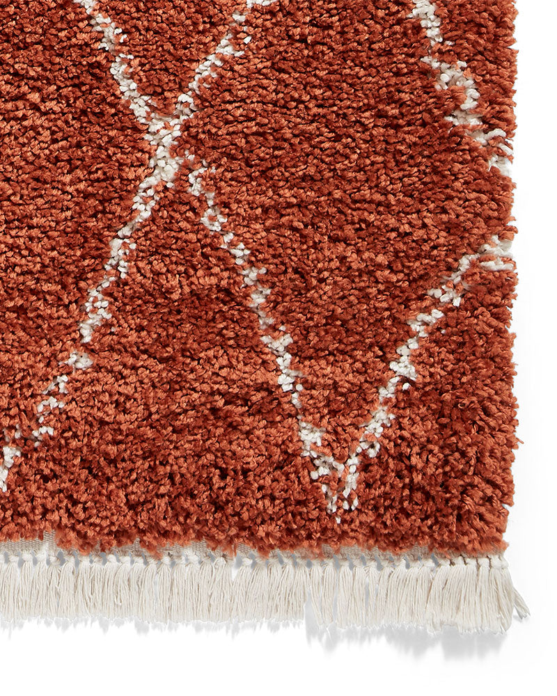 BOHO 8280 RUST TERRACOTTA MOROCCAN BERBER SHAGGY MODERN